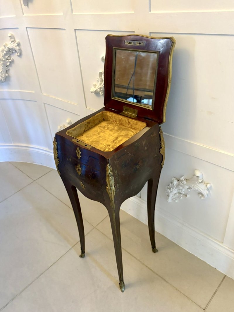 2802  Antique Victorian Quality French Lacquer Ormolu Mounted Jewellery Cabinet/Lamp Table - Image 7